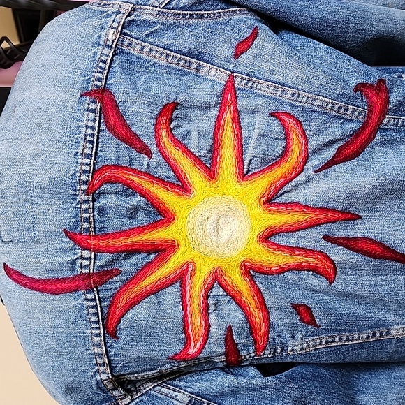Hand Embroidered Jean Jacket - Picture 2 of 12